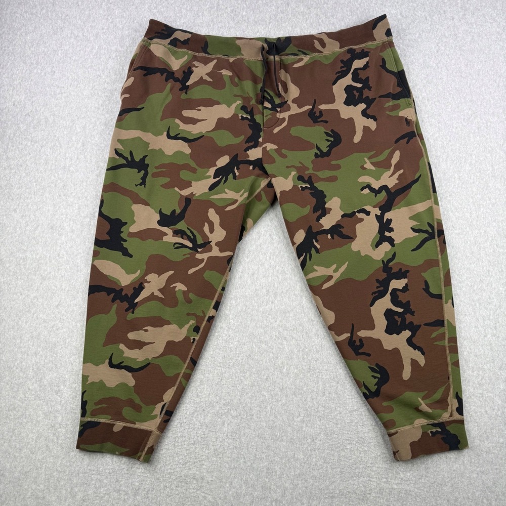 Polo Ralph Lauren Joggers Mens 5XB Brown Camo Fleece Sweatpants Pony Logo
